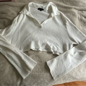 REVOLVE / THE RANGE / CROPPED LONG SLEEVE POLO SHIRT
